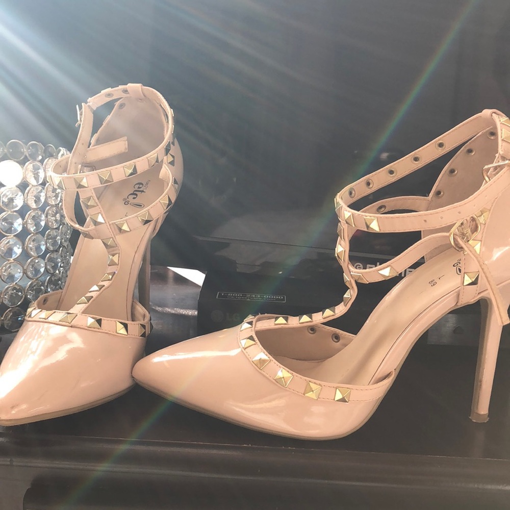 Beige Studded Heels